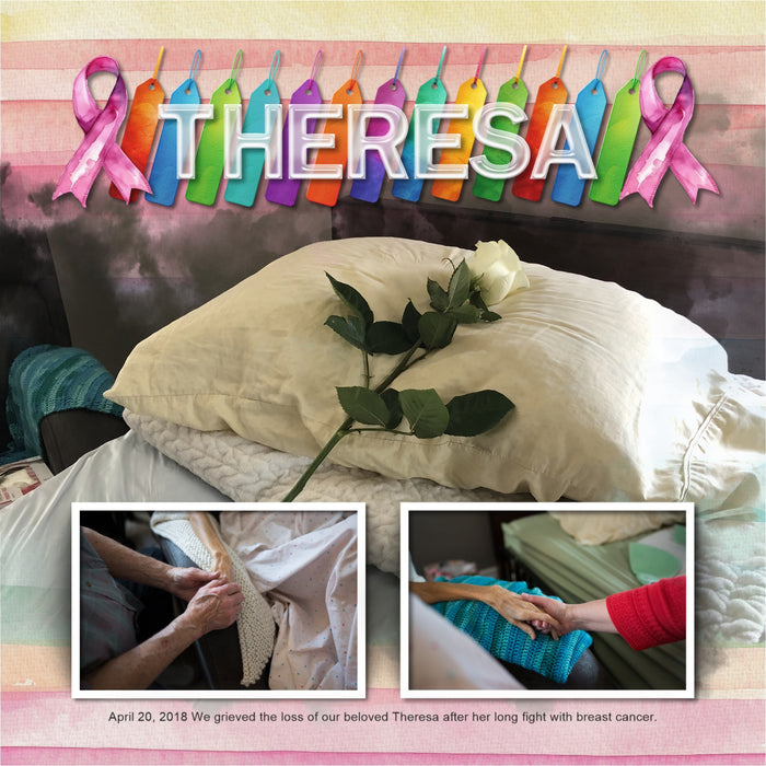 Rainbow Watercolor Cancer Ribbons Digital Scrapbook Kit
