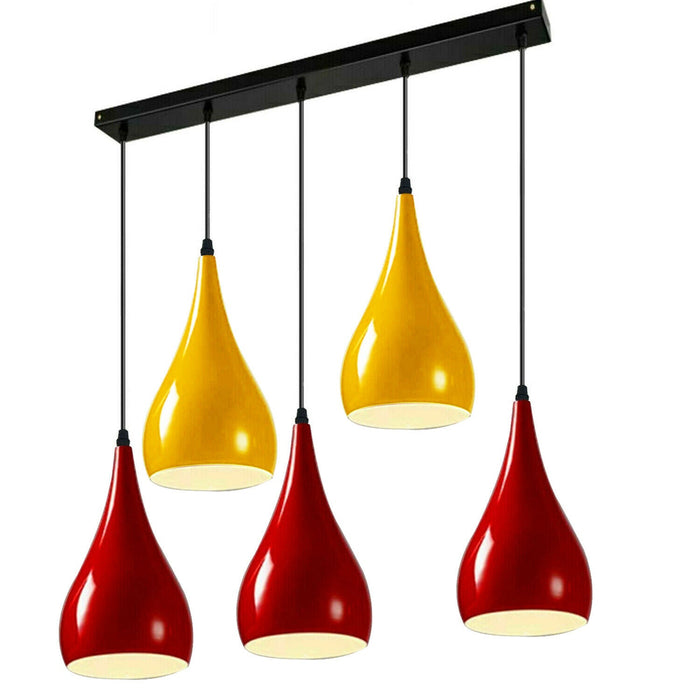 Red And Yellow Light Pendant Hanging Light Industrial 5 Outlet Pendant~1630