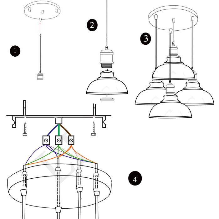 Red Kitchen Island Pendant Light Cluster~1513