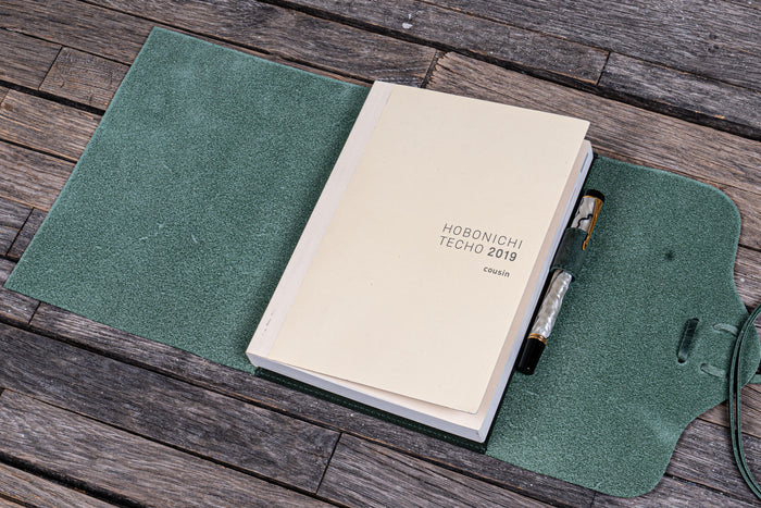 Refillable Leather Wrap Journal / Planner Cover - Crazy Horse Forest Green