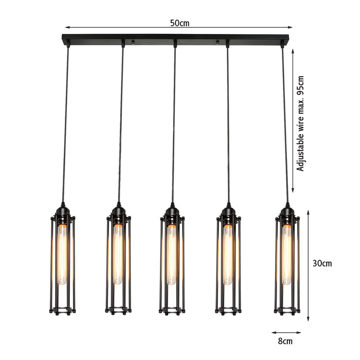 Retro Ceiling Light Suitable E27 Black Wire Cage With Adjustable Black Cable~1496
