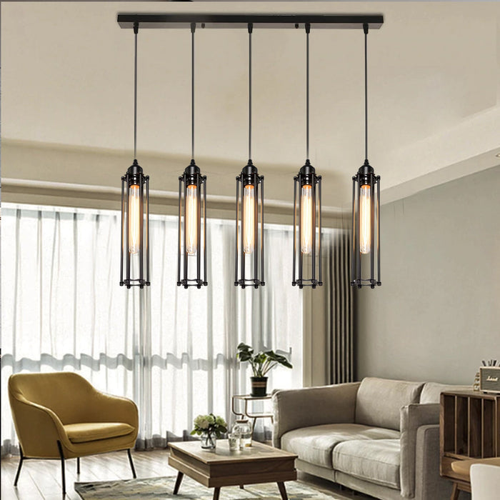 Retro Ceiling Light Suitable E27 Black Wire Cage With Adjustable Black Cable~1496