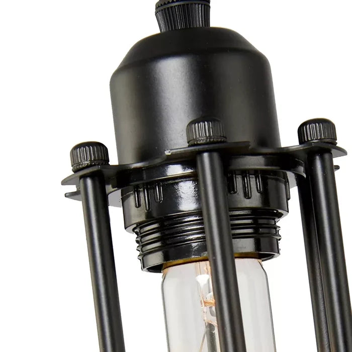 Retro Ceiling Light Suitable E27 Black Wire Cage With Adjustable Black Cable~1496