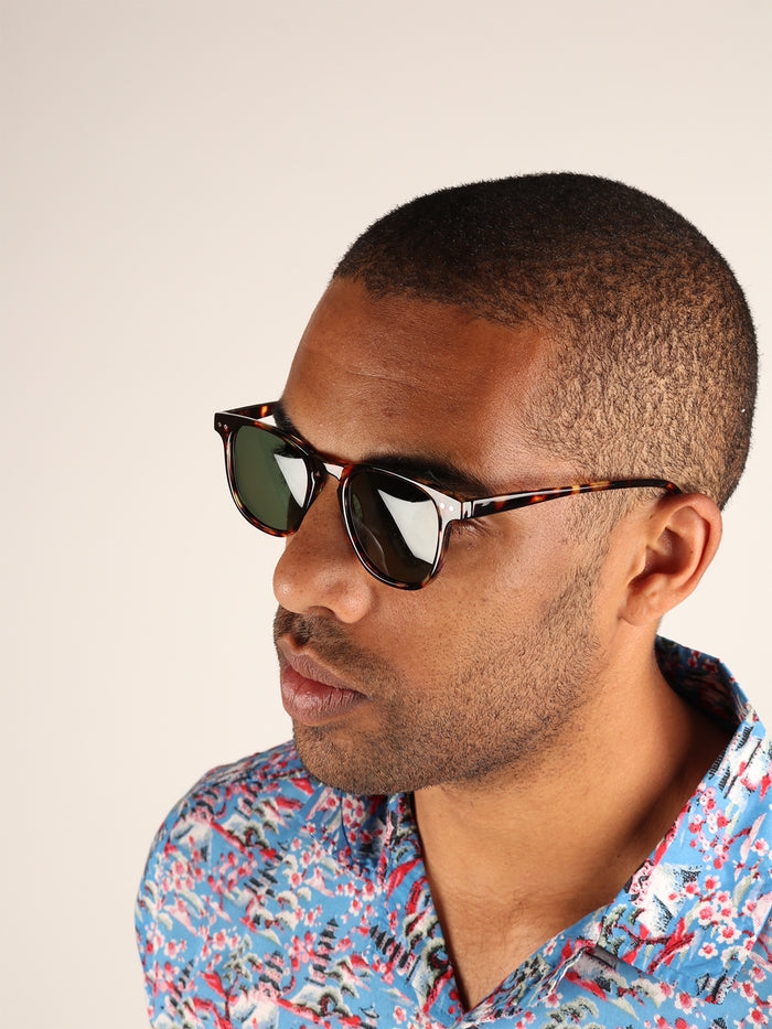 Retro Thin Frame Square Polarised Sunglasses | Tort-Image 2