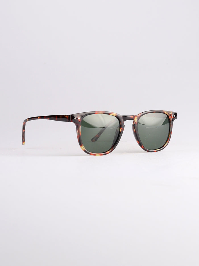 Retro Thin Frame Square Polarised Sunglasses | Tort-Image 3