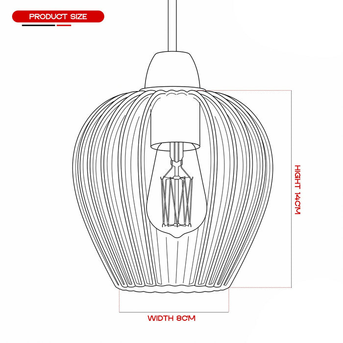 Ribbed Amber Glass Pendant Shade ~6847