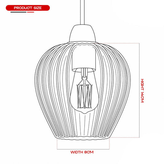 Ribbed Amber Glass Pendant Shade ~6847