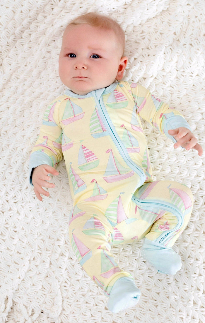 Sailboat Zipper Onesie: 9-12M
