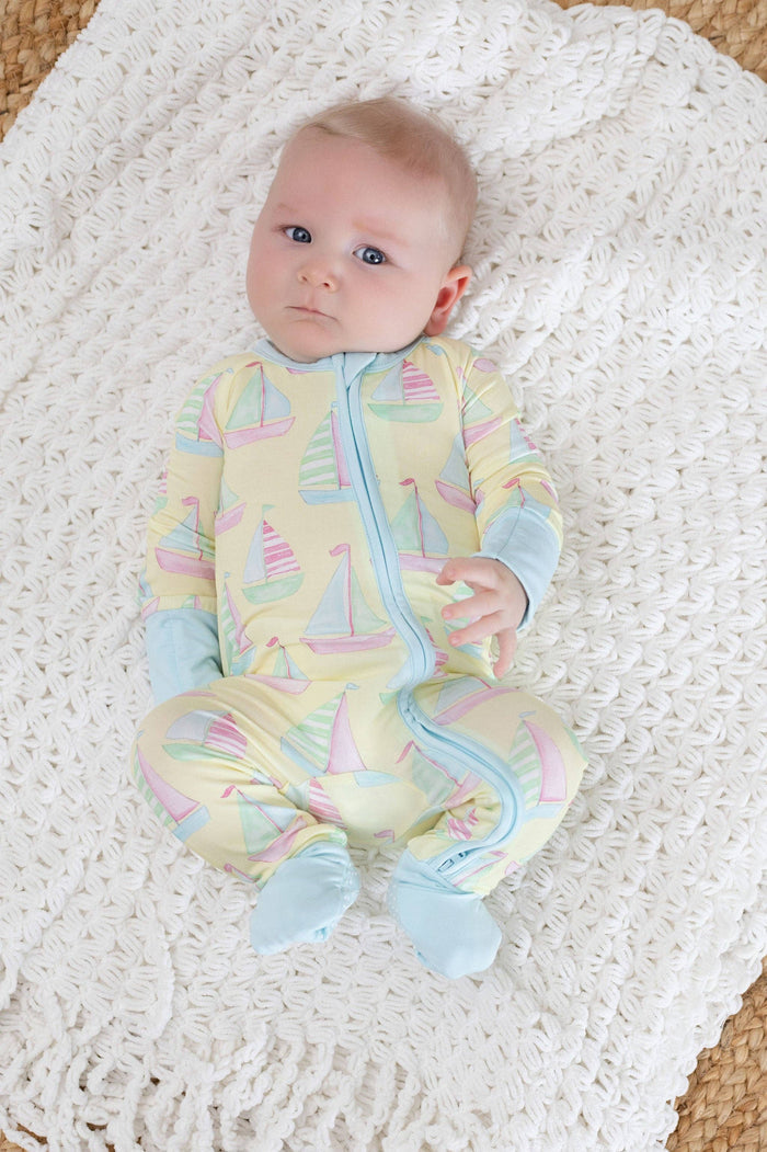 Sailboat Zipper Onesie: 9-12M