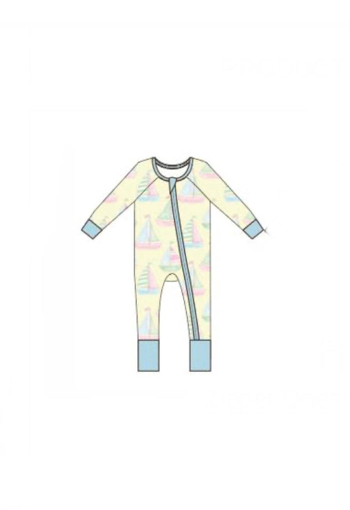 Sailboat Zipper Onesie: 9-12M