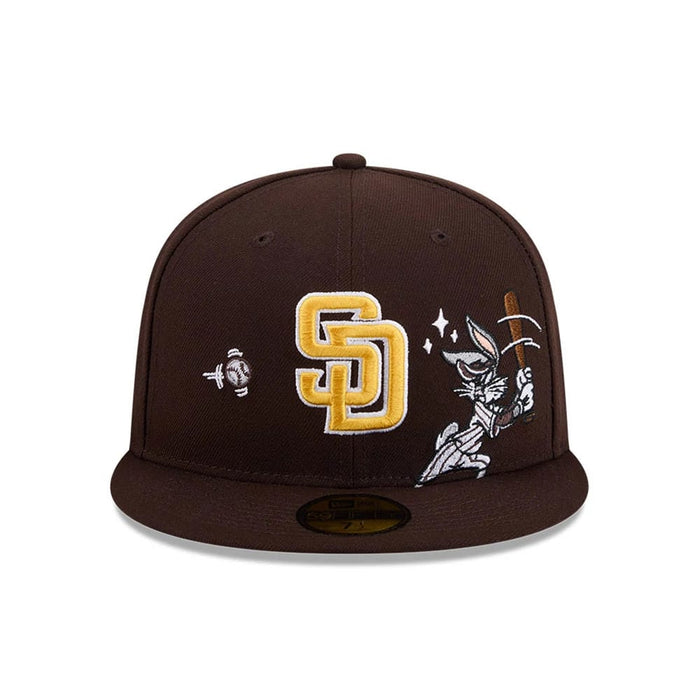 Pictured is this MLB X Looney Tunes Bugs Bunny San Diego Padres 59FIFTY Fitted cap in dark brown. 3