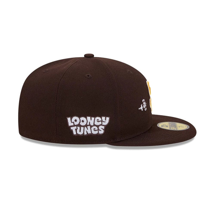 Pictured is this MLB X Looney Tunes Bugs Bunny San Diego Padres 59FIFTY Fitted cap in dark brown. 6