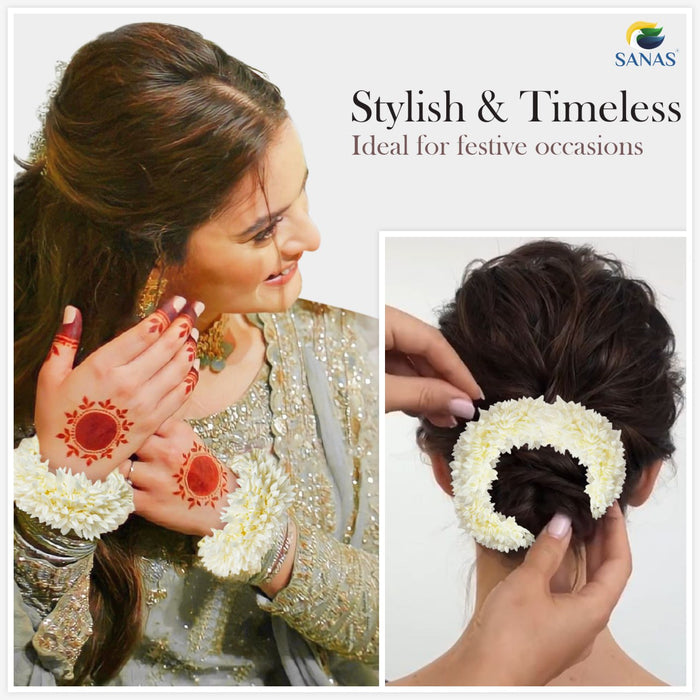 White Artificial Jasmine Flower Gajra for Women