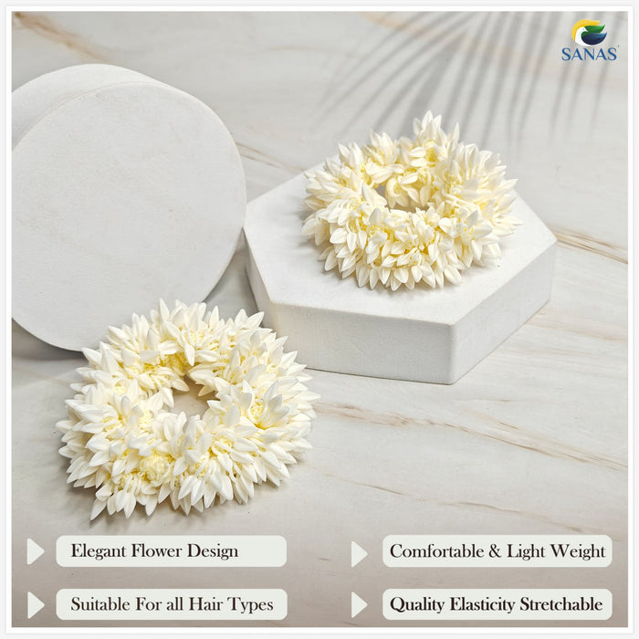Reusable White Floral Gajra for Hair Bun