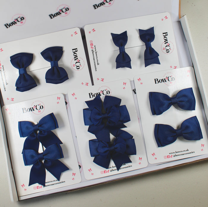 School Bow Bundle Saver - 10 Pack - Navy Blue - Clip