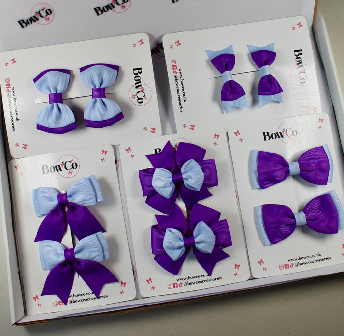 School Bow Bundle Saver - 10 Pack - Purple and Bluebell - Clip