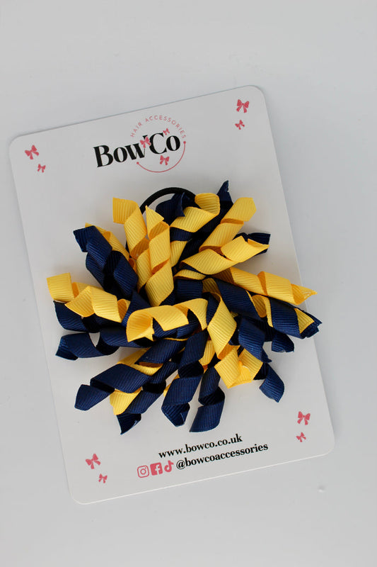 School Bow Navy and Yellow Gold - Corker Bow - Elastic