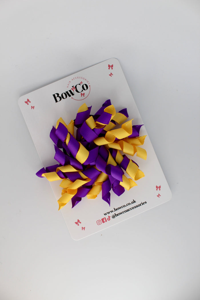 School Bow Purple and Yellow - Corker Bow - Clip
