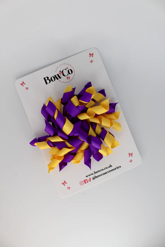 School Bow Purple and Yellow - Corker Bow - Clip