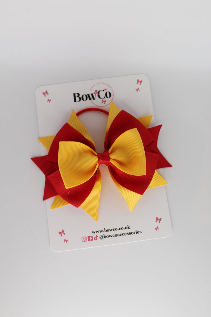 School Bow Red and Yellow - Layer Bow - Elastic
