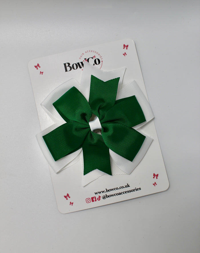 School Bows Forest Green and White - Pinwheel - Clip
