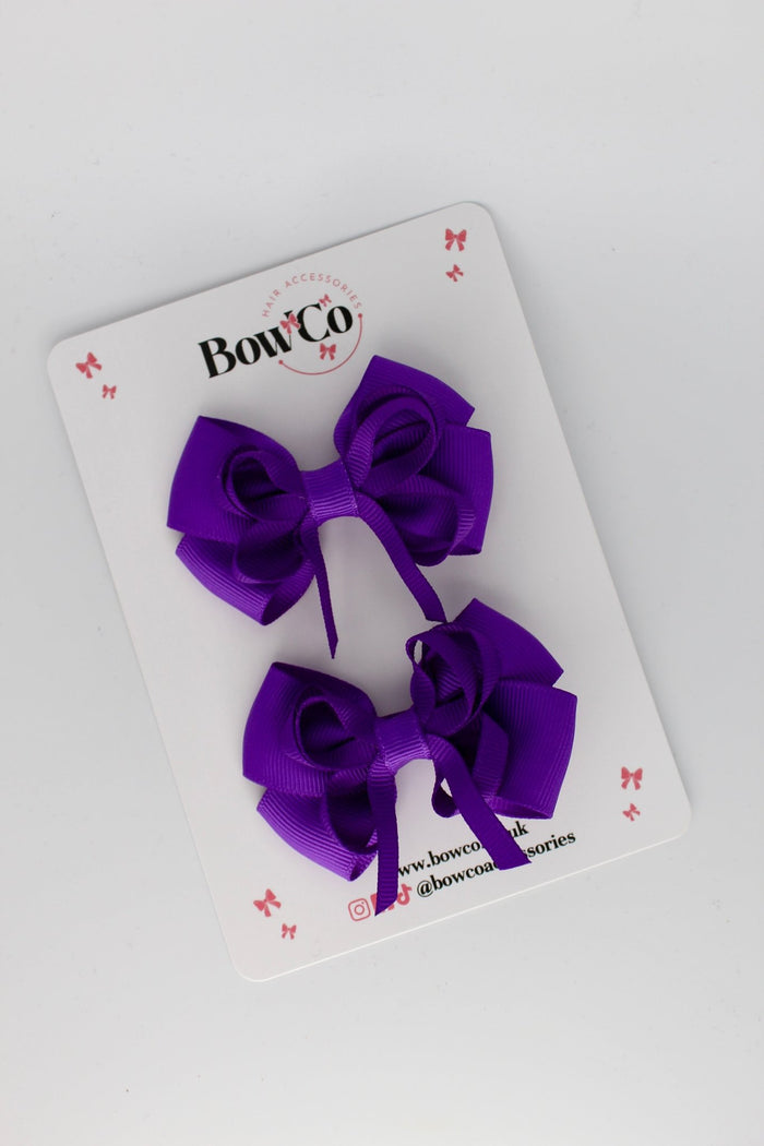 School Bows Purple - Double Bow Set - Clip