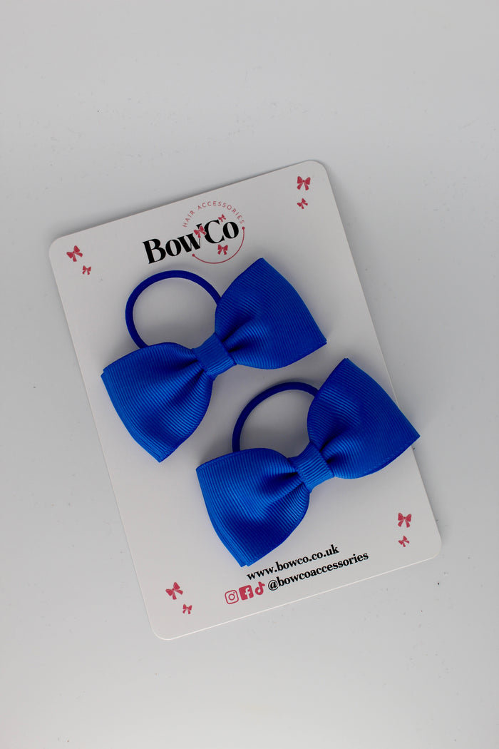 School Bows Royal Blue - Double Lapel Bow Set - Elastic