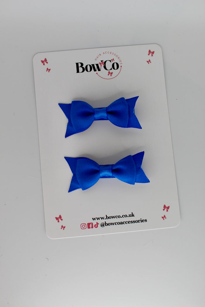 School Bows Royal Blue Bow - Layer Tail Set - Clip