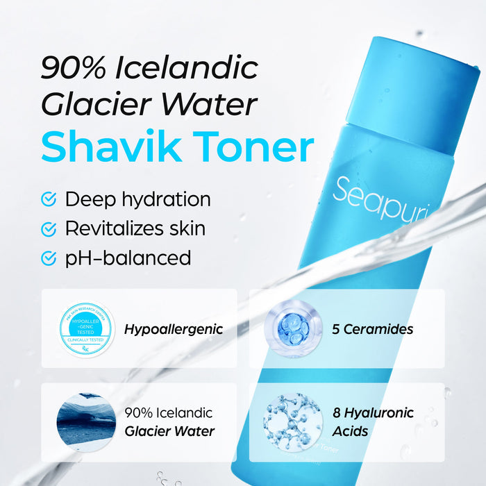 Seapuri  Shavik Glacier Korean Soothing Toner | 5 Ceramides + 8 Hyaluronic Acids 200 ml
