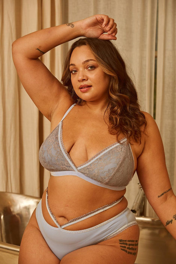 Serenity Lace Organic Cotton and Silk Bralette, view 3 – Juliemay Lingerie