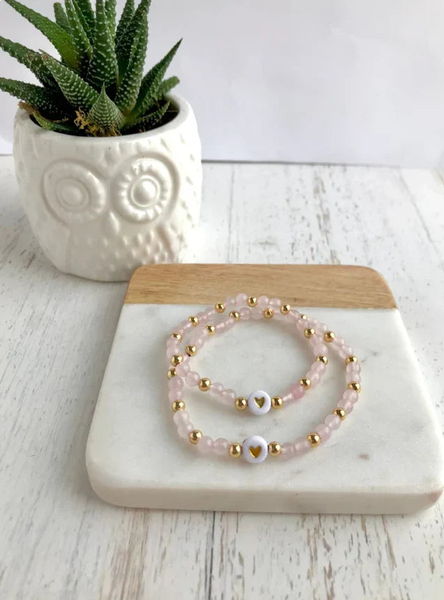 Simply Stated Small Gemstone Matching Mother Daughter Bracelet Set