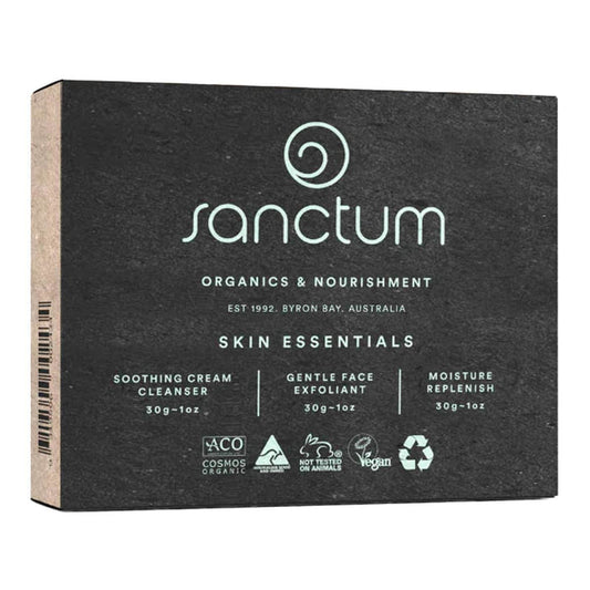Sanctum Skin Essentials Set packaging on a white background.
