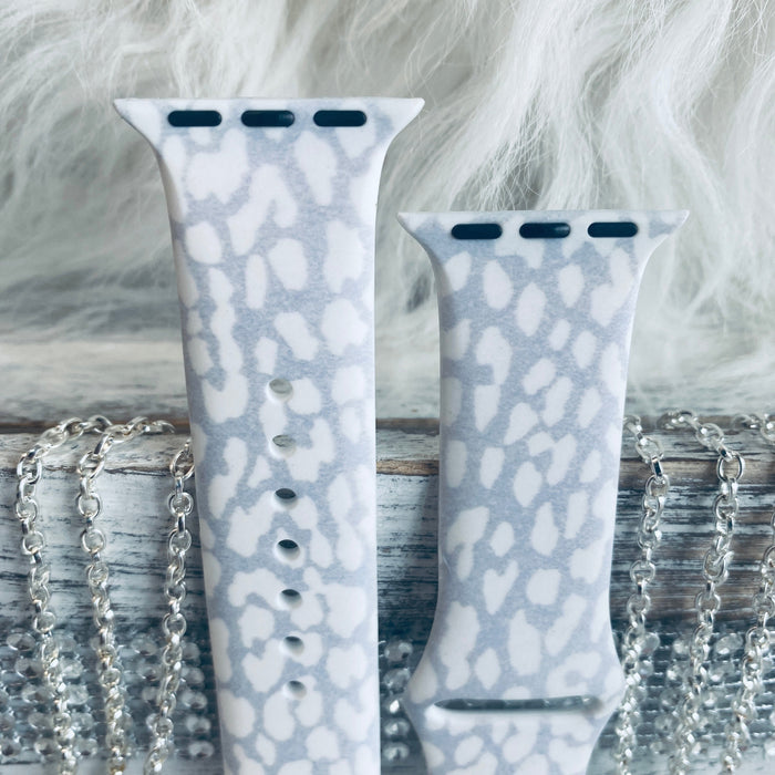 Snow Leopard Print Silicone Band For Apple Watch