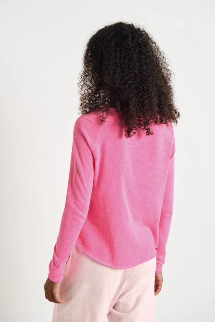 SONOMA LONG SLEEVE TEE SON31G in Fluro Acid Pink by American Vintage