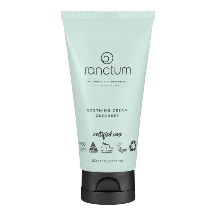 Sanctum Soothing Cream Cleanser tube on a white background.