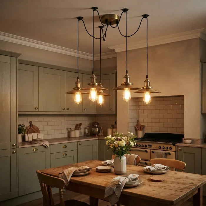 SPIDERWEB Four Light Industrial Multi Pendant Light ~6861