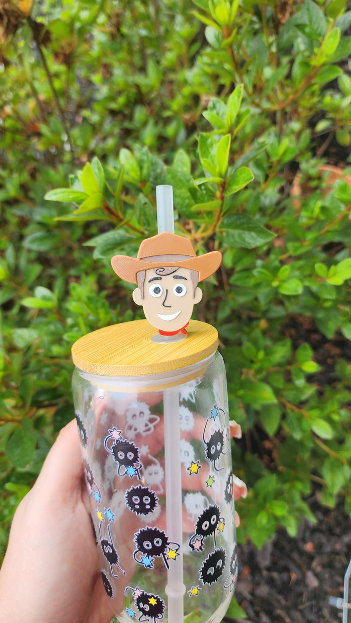 *STL /3MF FILE * Cartoon Sheriff Cowboy Straw Topper 8mm & 10mm