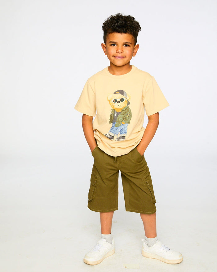 Stretch Twill Bermuda With Cargo Pockets Dark Khaki Green-2