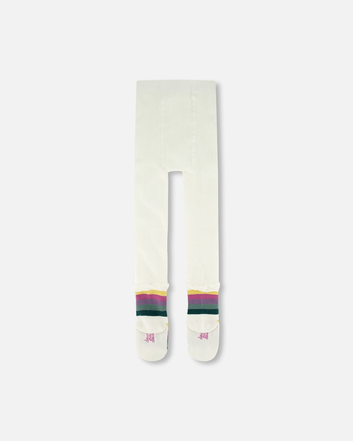 Striped Footed Knit Tights Off-White-2