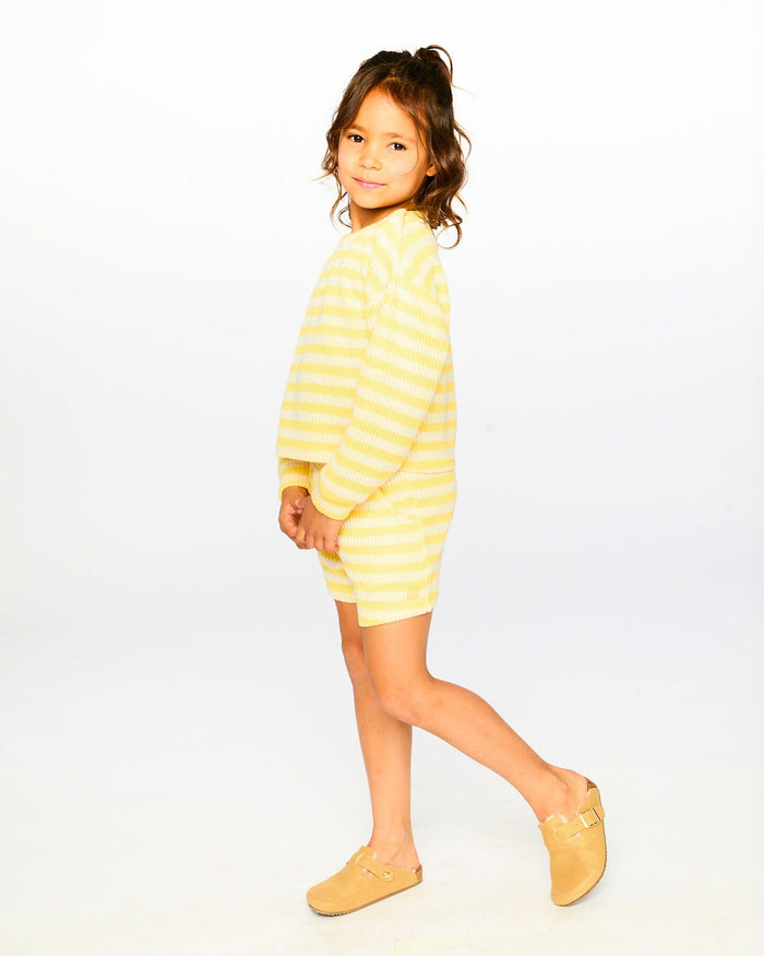 Striped Shorts Yellow And White-2