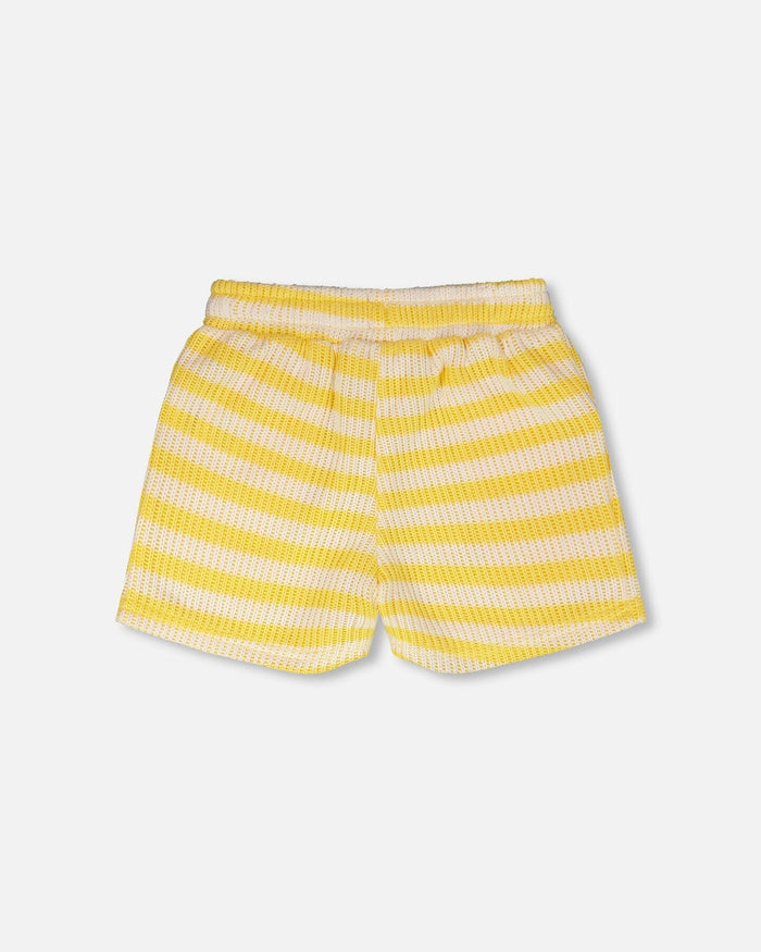 Striped Shorts Yellow And White-3