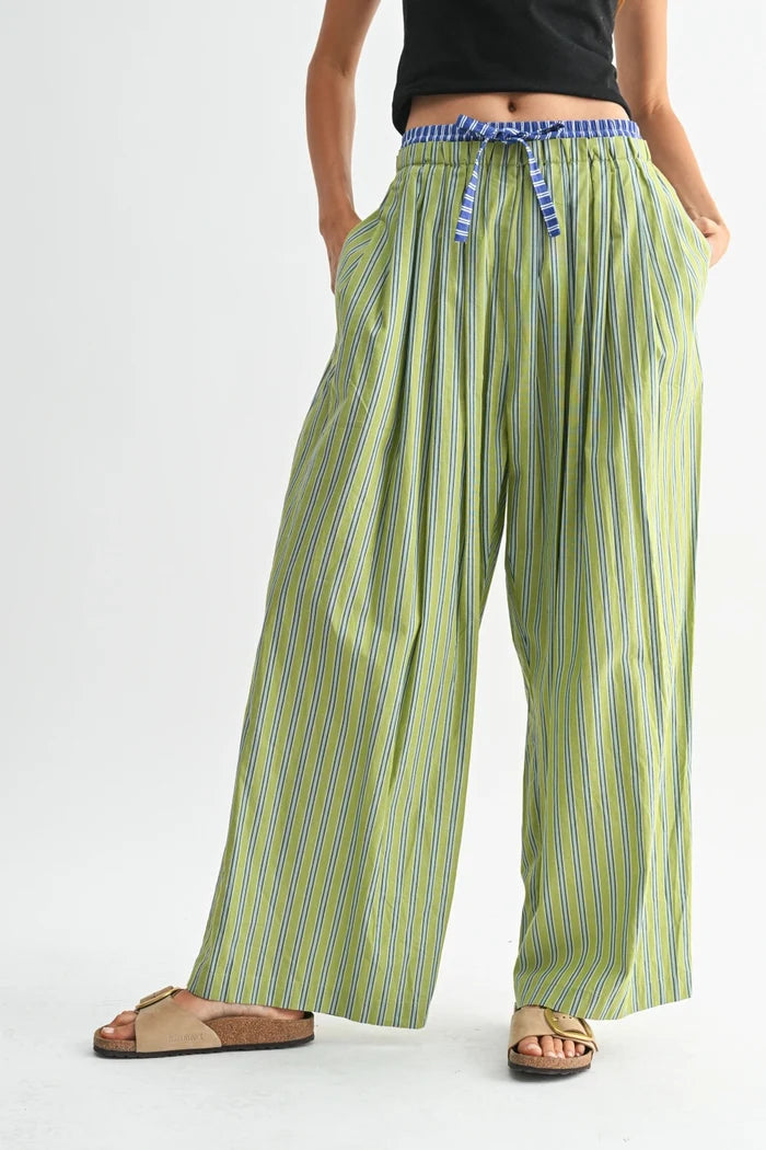 Striped Wide-Leg Trousers
