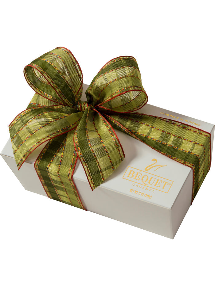 11 oz / White Box with Green Plaid Ribbon / Celtic Sea Salt