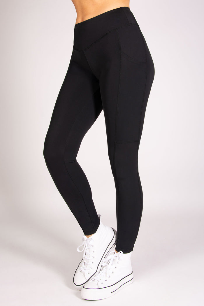 Women's super soft stretchy leggings with side pockets for accessories and wide elasticated waistband