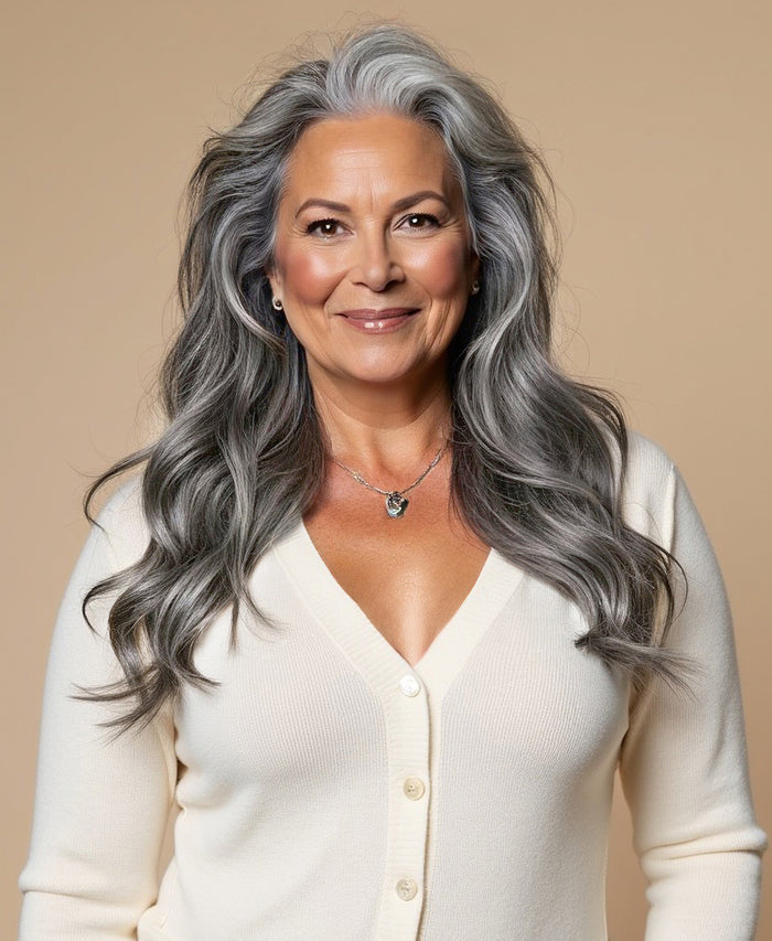 tape-in hair extensions salt & pepper.