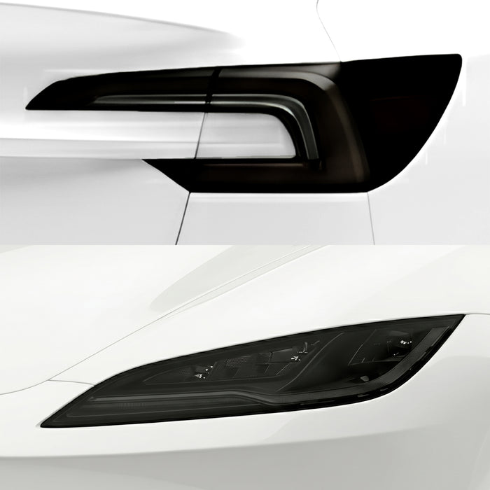 Tesla Model 3 2024–2026 Dark Smoke Headlight & Taillight Tint Kit – Precut Vinyl Lens Overlays