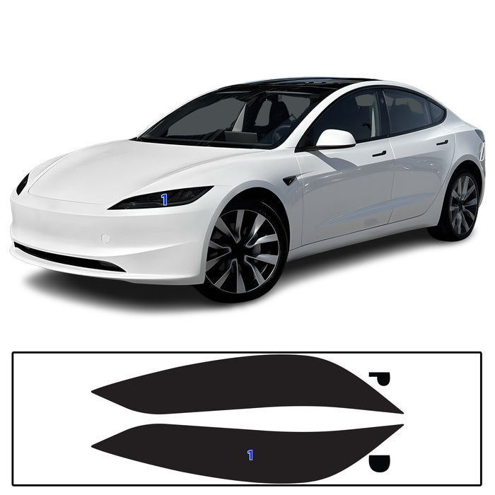 Tesla Model 3 2024–2026 Dark Smoke Headlight & Taillight Tint Kit – Precut Vinyl Lens Overlays