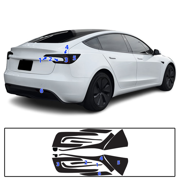 Tesla Model 3 2024–2026 Dark Smoke Headlight & Taillight Tint Kit – Precut Vinyl Lens Overlays