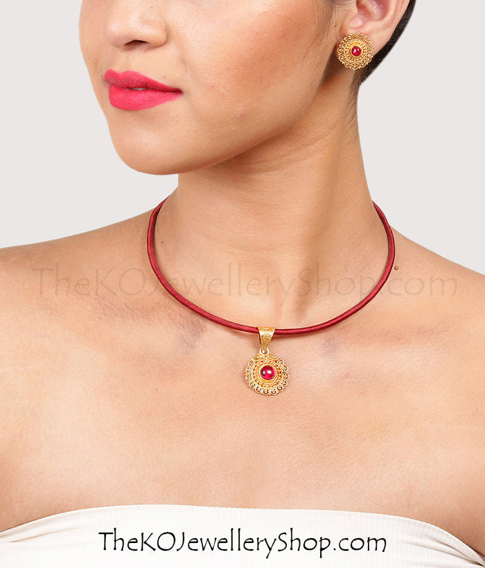 Handmade gold plated pendant temple jewellery online shopping