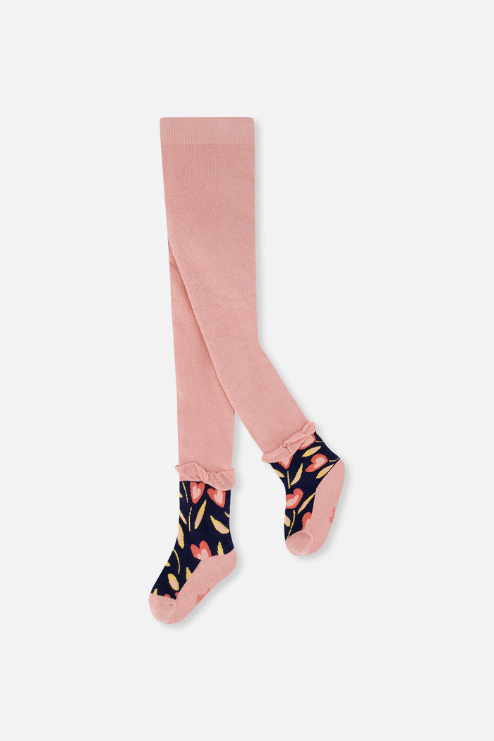 Tights Pale Dusty Pink And Navy-2